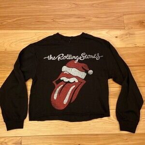 Women's The Rolling Stones Holiday Santa Graphic Sweatshirt - Black